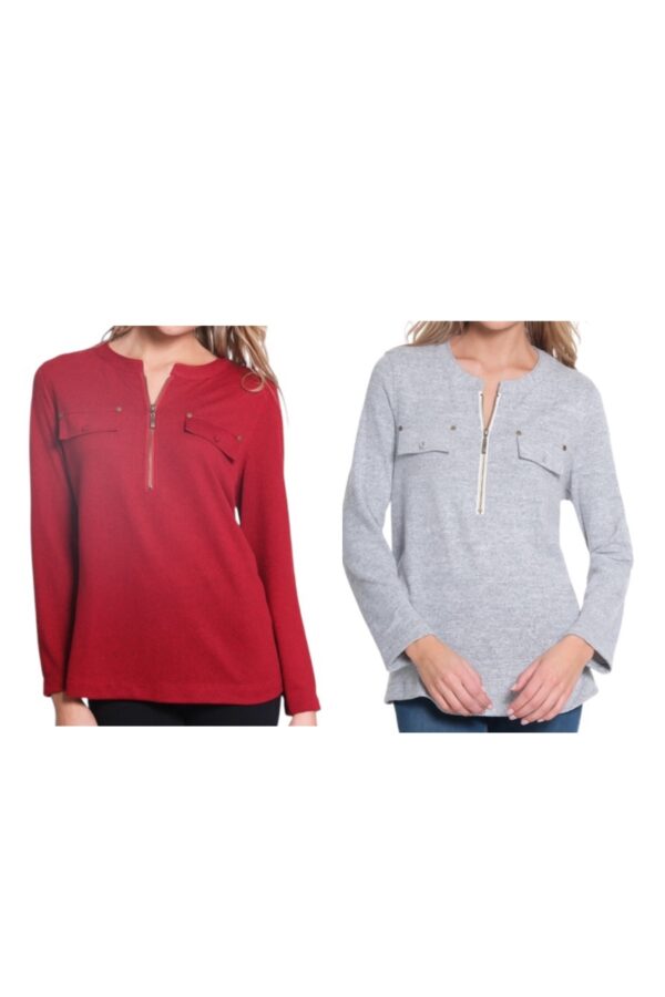 MULTIPLES LIGHT WEIGHT POCKET FRONT SWEATER