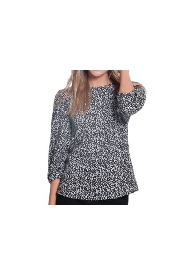MULTIPLES SNOW CHEETAH JACQUARD KNIT TOP