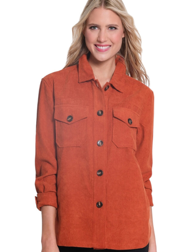 MULTIPLES CUFFED LONG SLEEVE 2 POCKET BUTTON FRONT SHIRT - Image 2