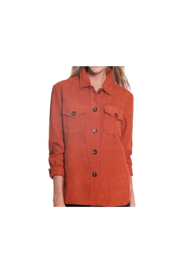 MULTIPLES CUFFED LONG SLEEVE 2 POCKET BUTTON FRONT SHIRT
