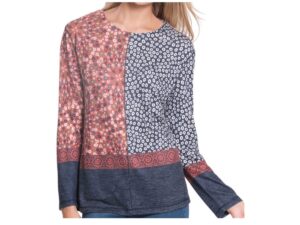 MULTIPLES MULTI PRINT SCOOP NECK TOP