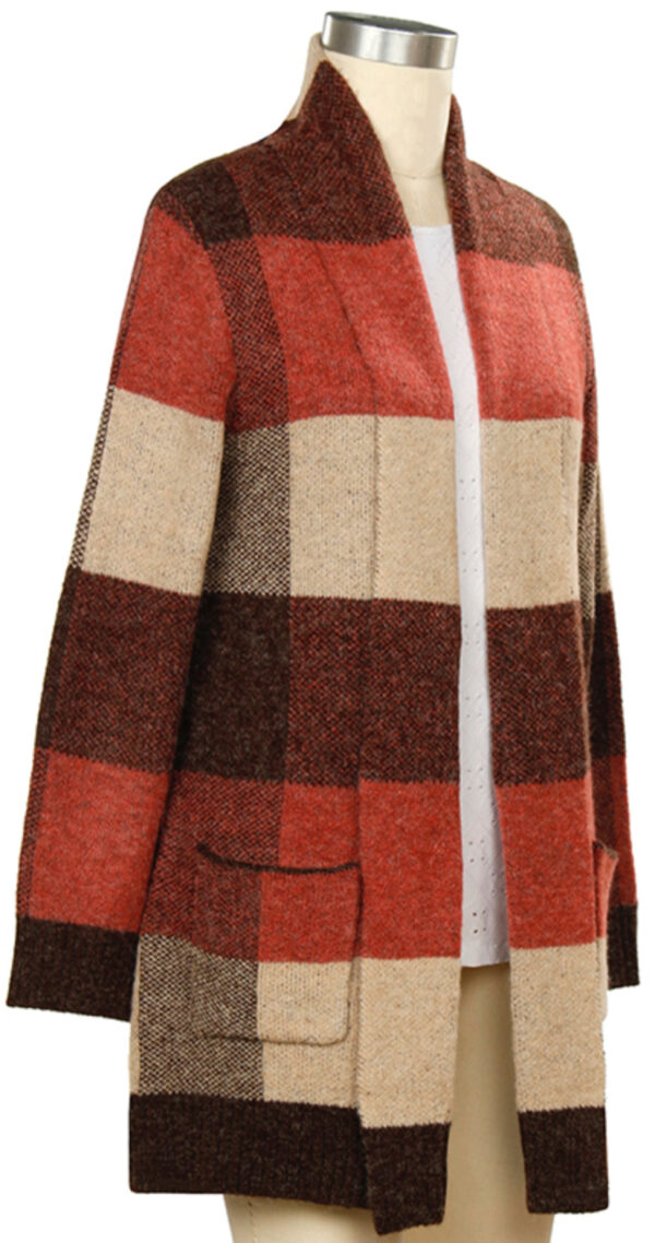 SOUTHERN LADY LONG SLEEVE PLAID OPEN CARDIGAN - Image 2