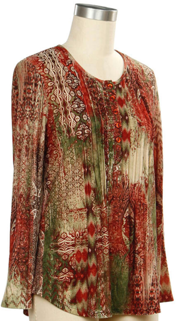 SOUTHERN LADY LONG SLEEVE PRINT BUTTON FRONT TOP - Image 2
