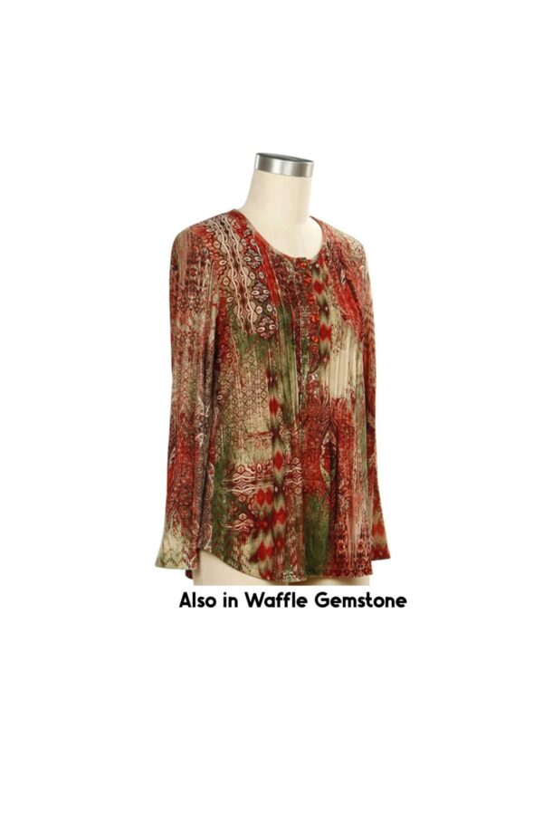 SOUTHERN LADY LONG SLEEVE PRINT BUTTON FRONT TOP