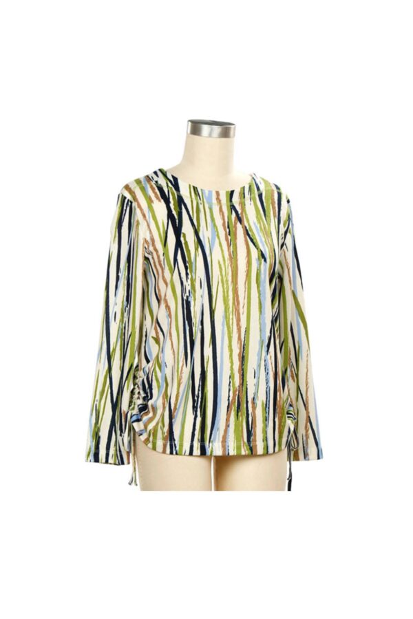 SOUTHERN LADY LONG SLEEVE VERTICAL STRIPE SIDE TIE TOP