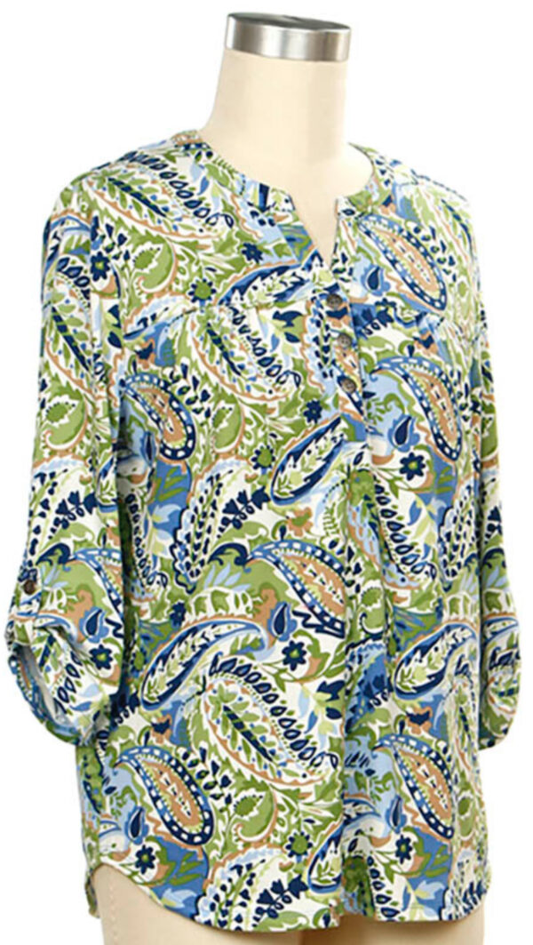 SOUTHERN LADY 3/4 SLEEVE PAISLEY PRINT TOP - Image 3