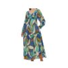 JODIFL BLUE PRINT SMOCKED BODICE MAXI