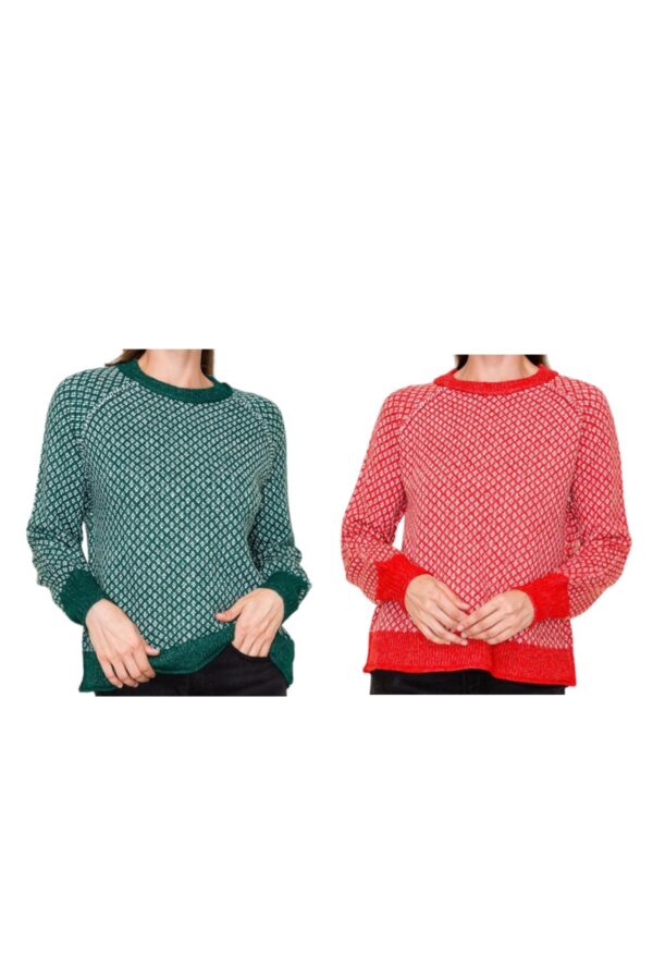 STACCATO RAGLAN SLEEVE DIAMOND PRINT SWEATER