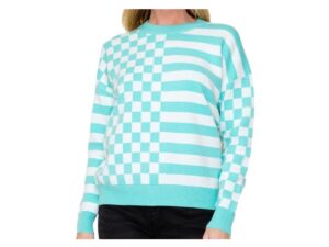 STACCATO CHECKER/STRIPE CREWNECK SWEATER