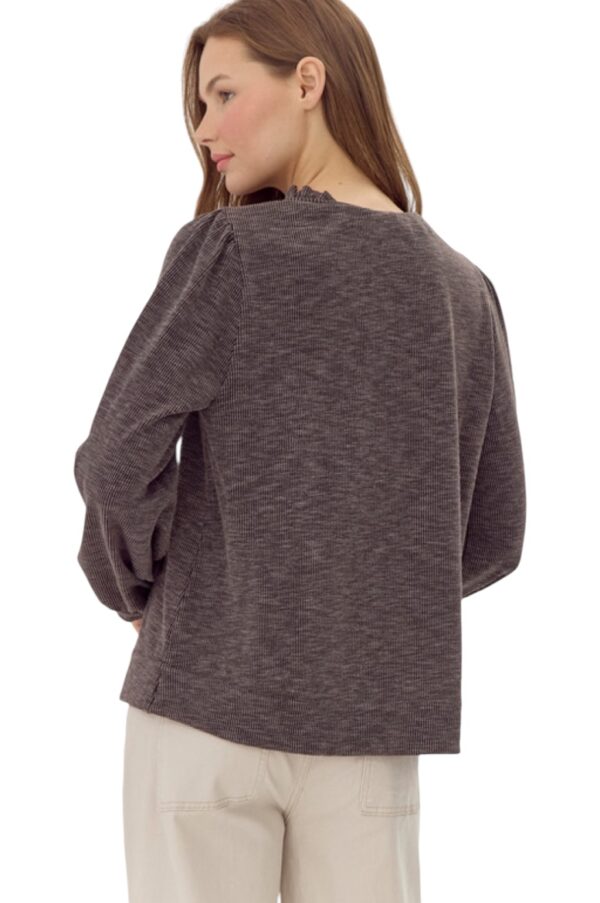 JODIFL SPLIT NECK RIB KNIT TOP - Image 3