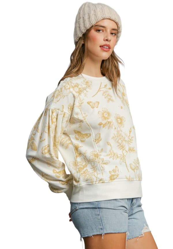 UMGEE PUFF SLEEVE FRENCH TERRY PRINT TOP - Image 5