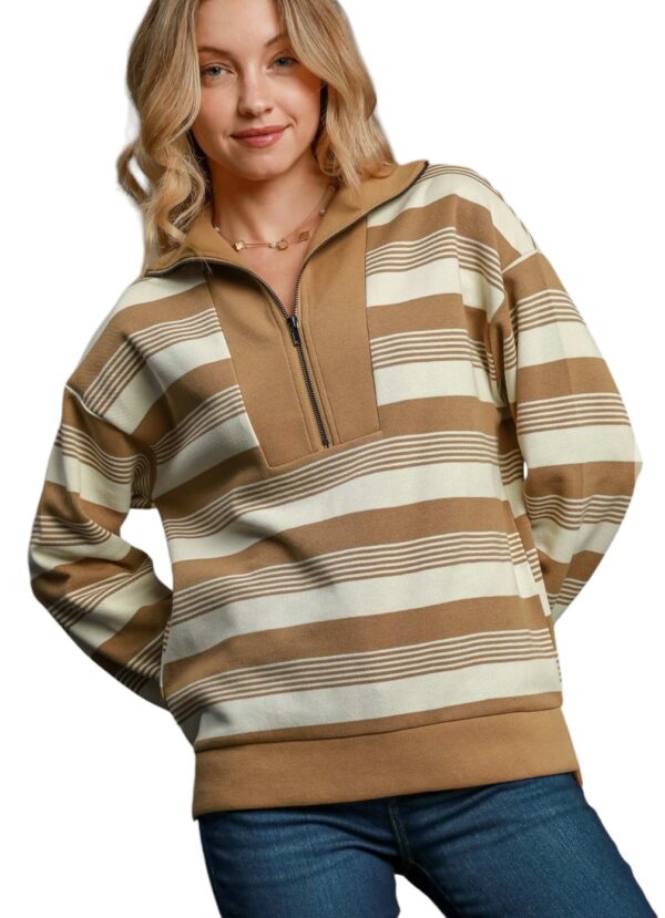 UMGEE 1/4 ZIP STRIPED KNIT TOP - Image 5