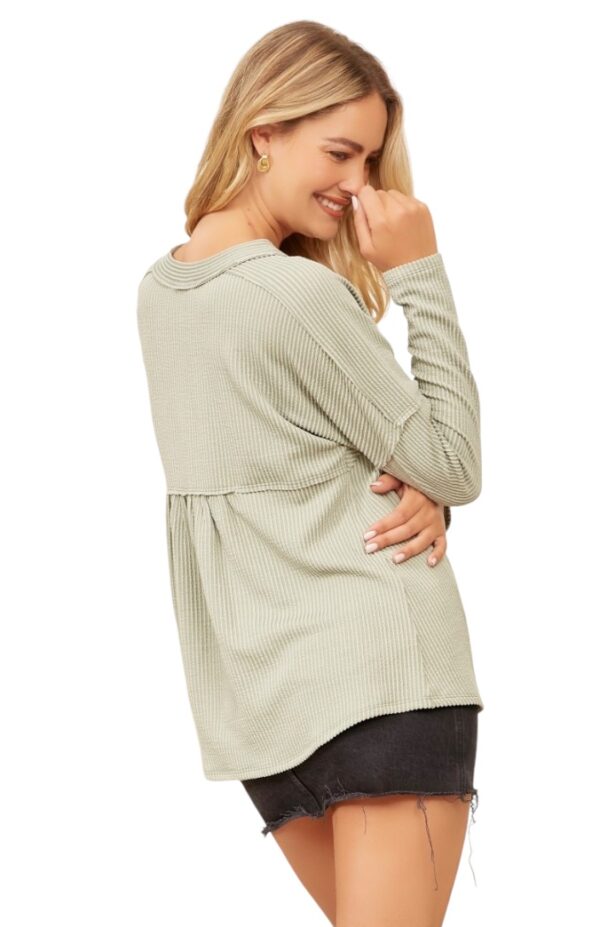 ANDREE RIB KNIT SEAM BACK HENLEY - Image 5