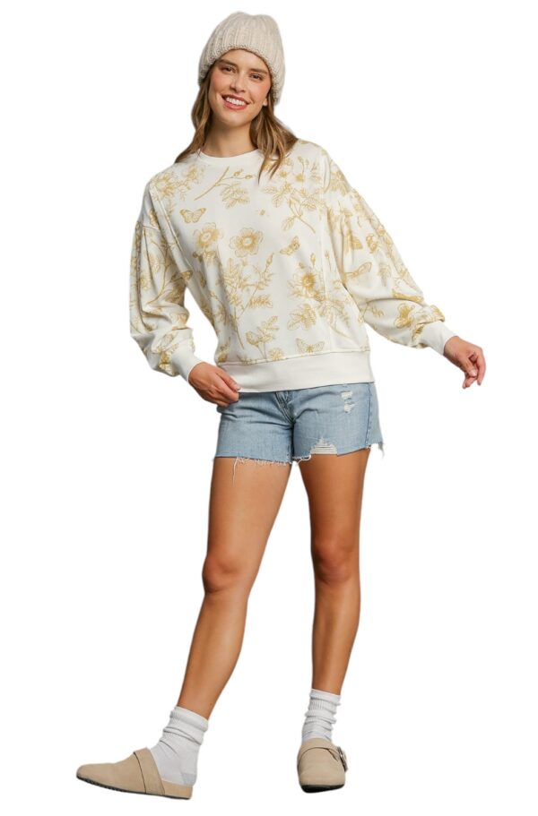UMGEE PUFF SLEEVE FRENCH TERRY PRINT TOP - Image 4