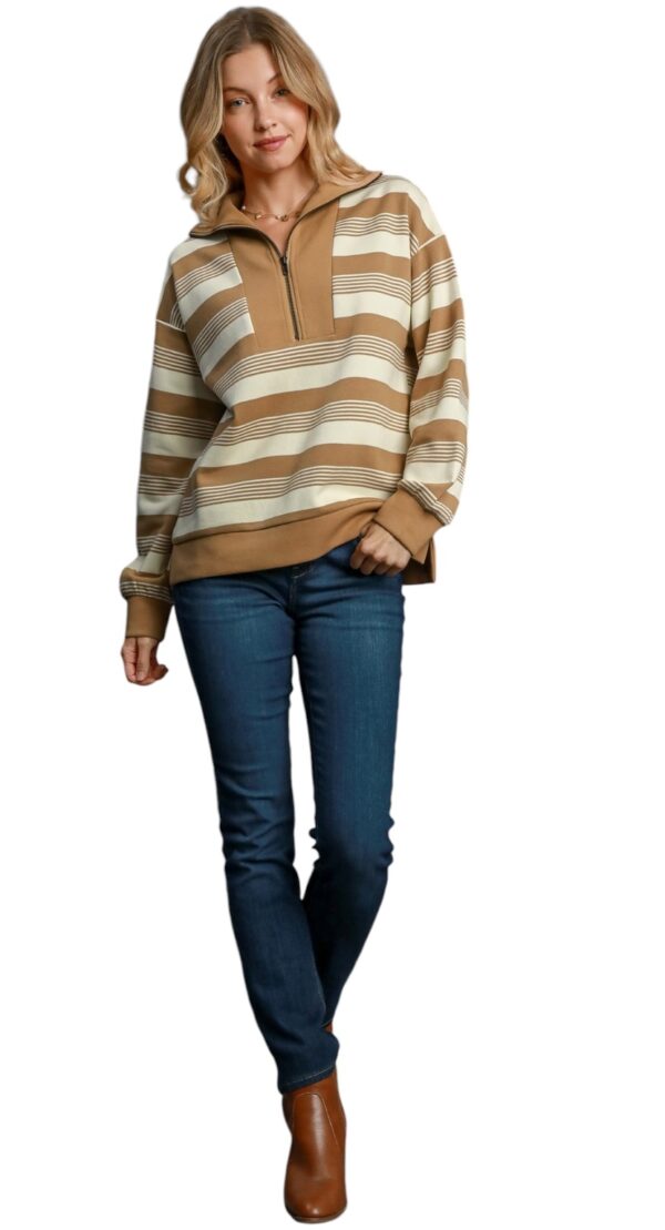 UMGEE 1/4 ZIP STRIPED KNIT TOP - Image 4