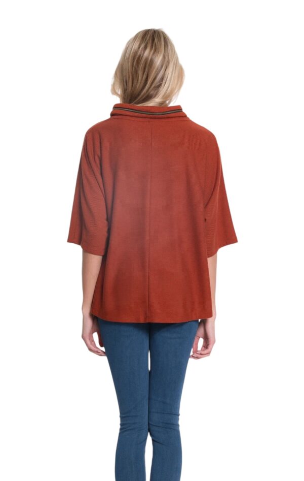 MULTIPLES ZIP COWL COLLAR DOLMAN SLEEVE TOP - Image 4