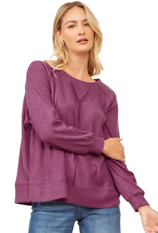 ANDREE HACCI RIB KNIT RAGLAN SLEEVE TOP - Image 4