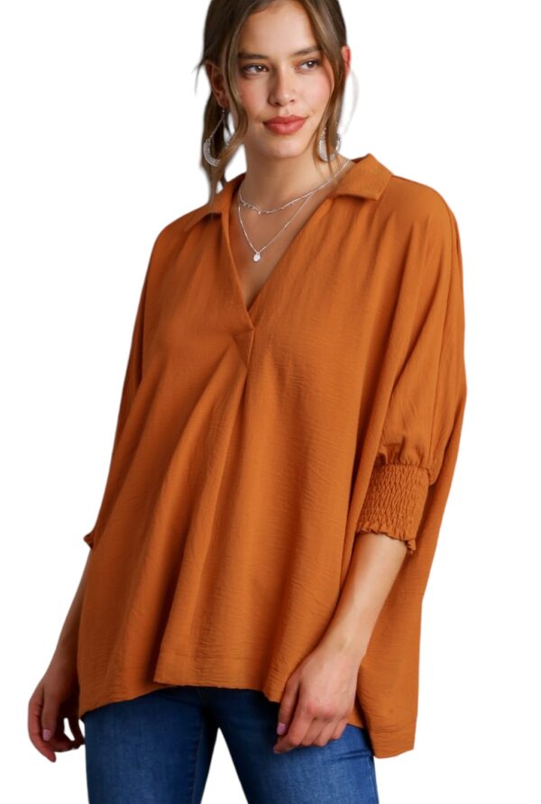 UMGEE WOVEN OVERSIZED JOHNNY COLLAR TOP - Image 3