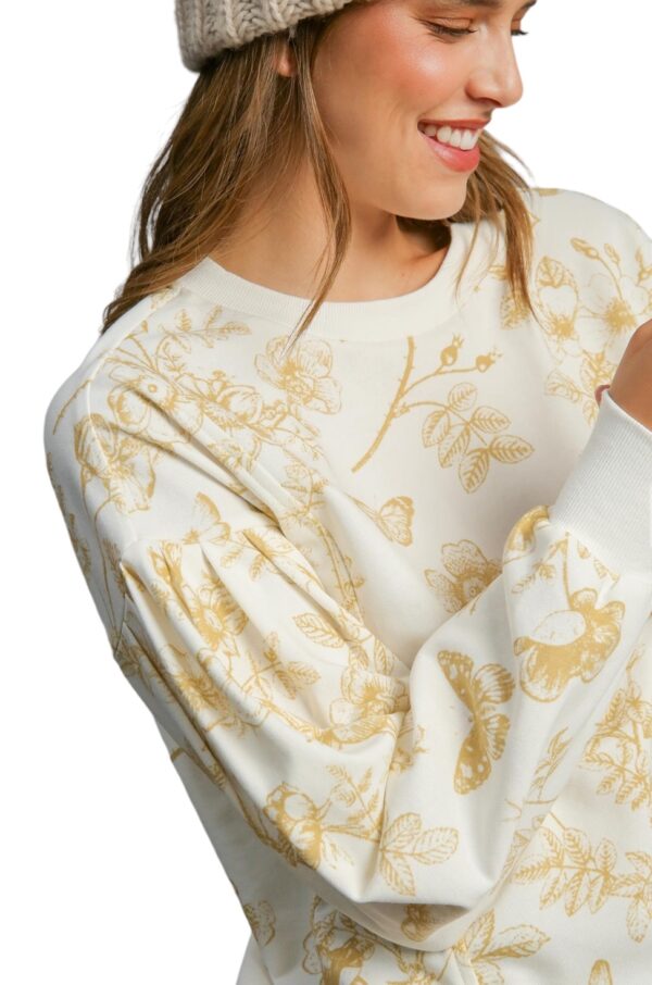 UMGEE PUFF SLEEVE FRENCH TERRY PRINT TOP - Image 3