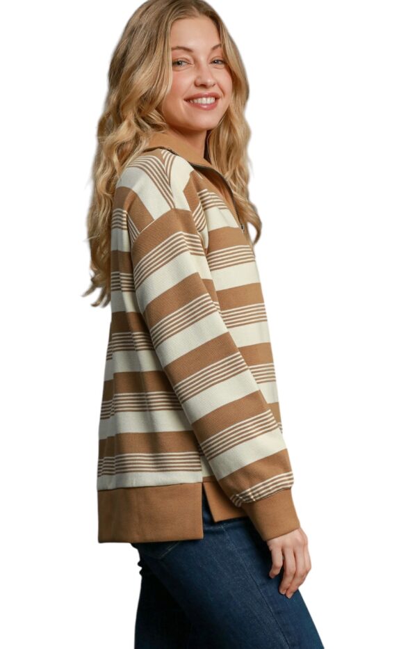 UMGEE 1/4 ZIP STRIPED KNIT TOP - Image 3