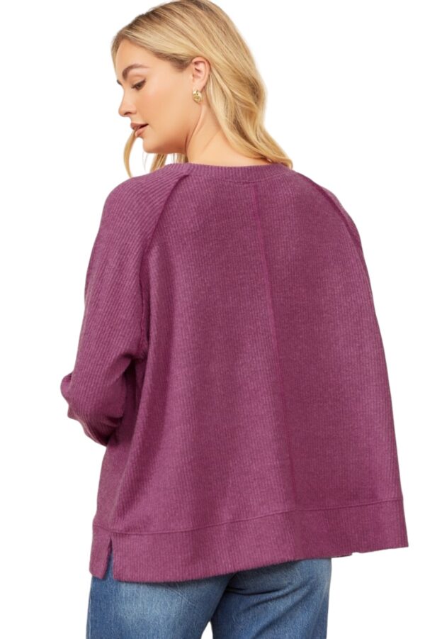 ANDREE HACCI RIB KNIT RAGLAN SLEEVE TOP - Image 3