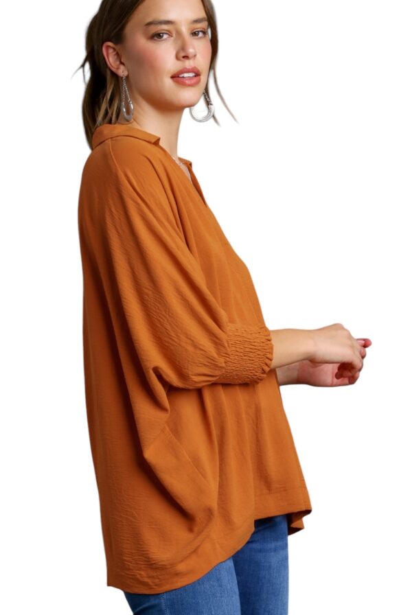 UMGEE WOVEN OVERSIZED JOHNNY COLLAR TOP - Image 2