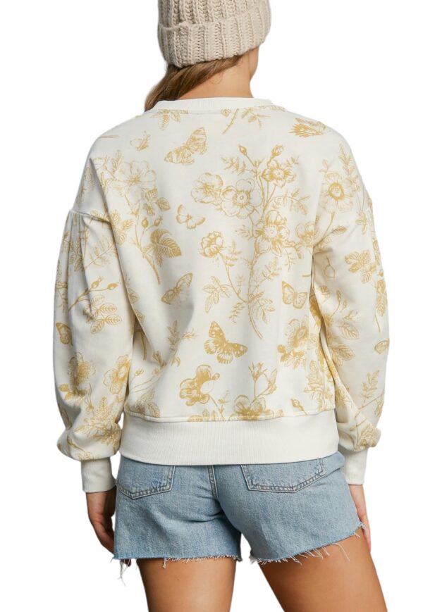 UMGEE PUFF SLEEVE FRENCH TERRY PRINT TOP - Image 2