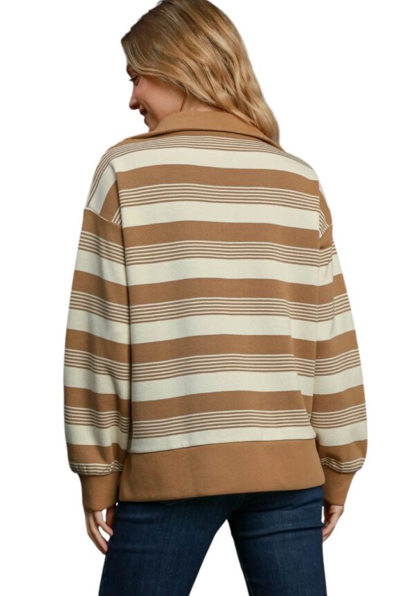 UMGEE 1/4 ZIP STRIPED KNIT TOP - Image 2