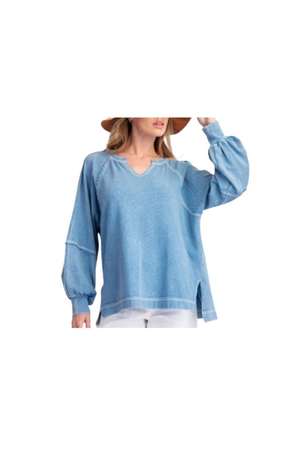 EASEL BABY RIB KNIT MINERAL WASH TOP