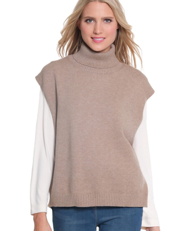 MULTIPLES TURTLE NECK HI-LO SWEATER VEST - Image 2