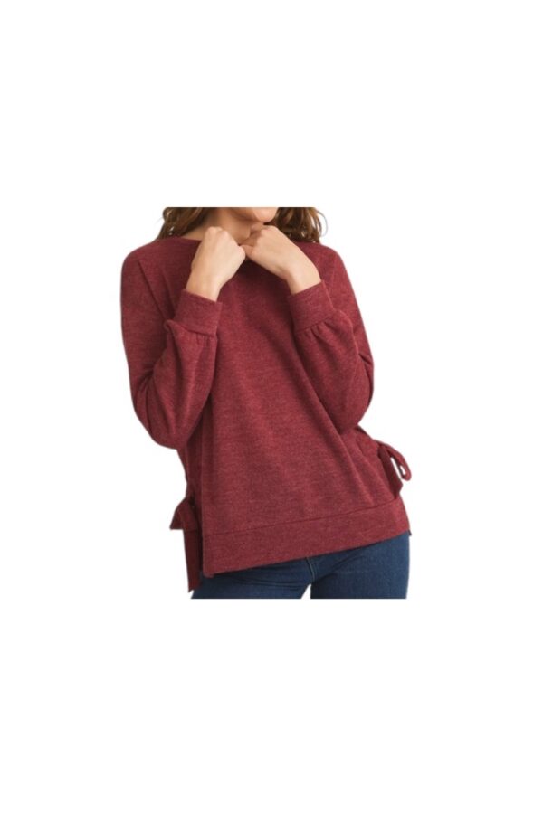 GILLI SIDE RIBBON TIE HI LO KNIT TOP