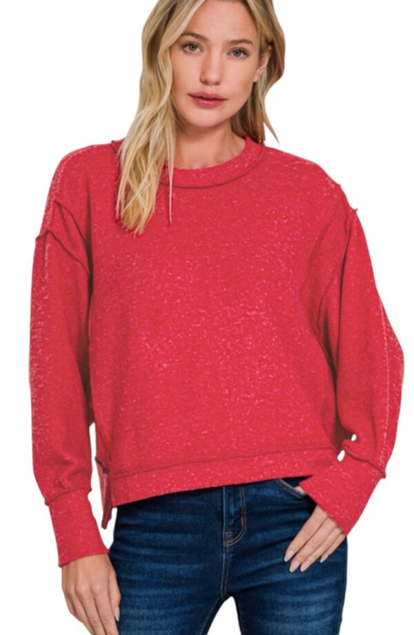 ZENANA BRUSHED MELANGE OVERSIZED SWEATER - Image 4