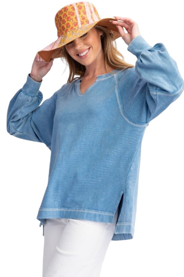 EASEL BABY RIB KNIT MINERAL WASH TOP - Image 5