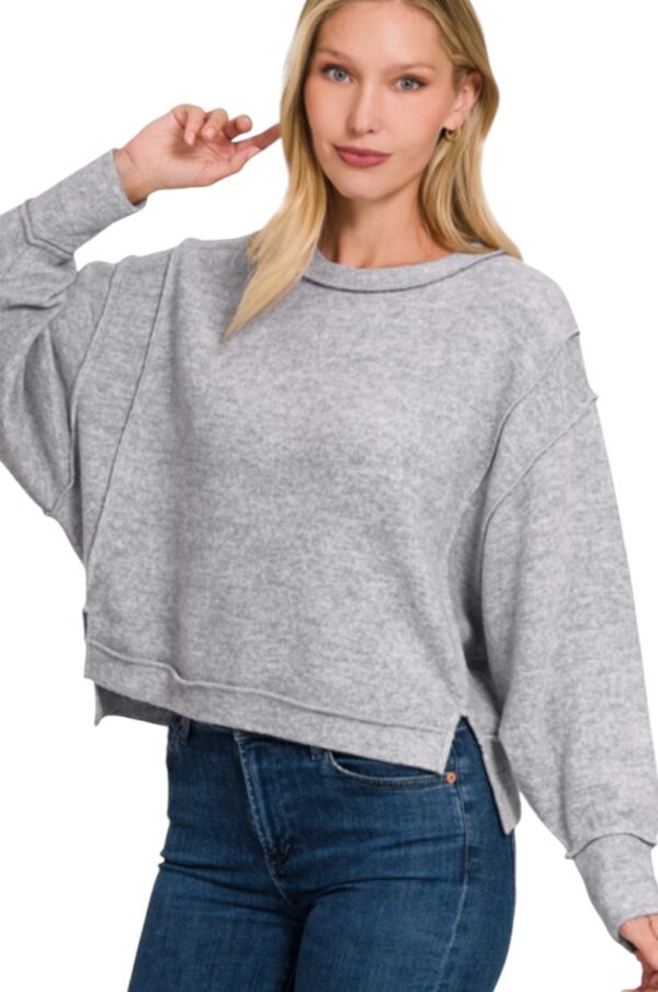 ZENANA BRUSHED MELANGE OVERSIZED SWEATER - Image 2