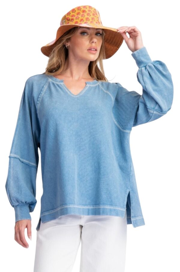 EASEL BABY RIB KNIT MINERAL WASH TOP - Image 4