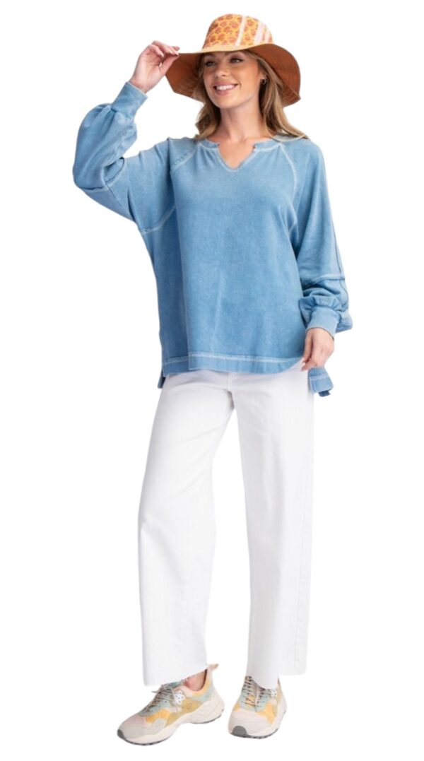 EASEL BABY RIB KNIT MINERAL WASH TOP - Image 3