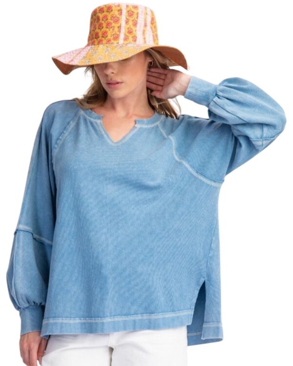 EASEL BABY RIB KNIT MINERAL WASH TOP - Image 2