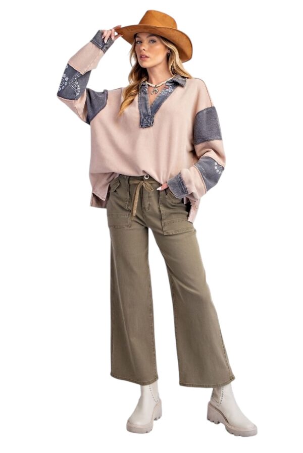 EASEL LONG SLEEVE MIX PRINT MINERAL WASH RUGBY - Image 2