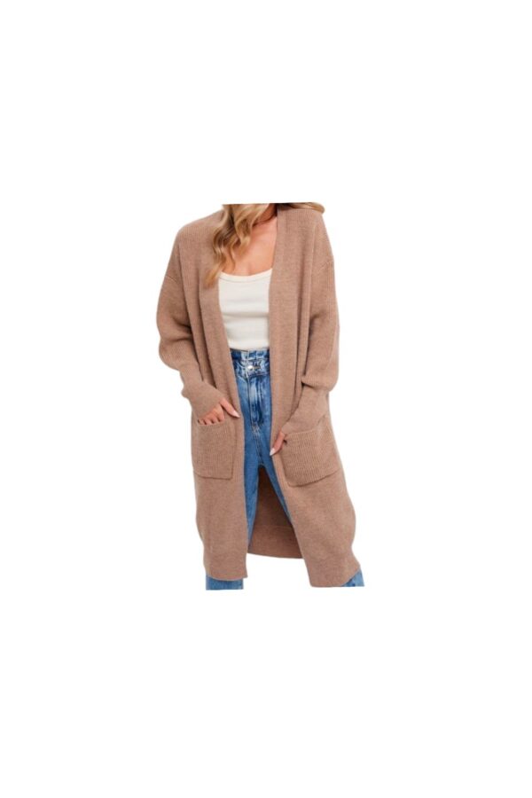 BLUIVY RIBBED KNIT OPEN CARDIGAN SWEATER