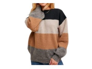 BLUIVY COLOR BLOCK CREW NECK SWEATER