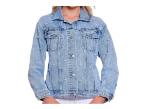 MULTIPLES DENIM JEAN JACKET WITH PEARLS