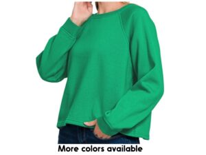 ZENANA RAGLAN SLEEVE CREW NECK SWEATSHIRT
