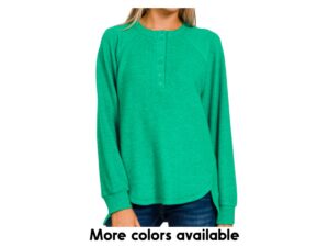 ZENANA HACCI KNIT HENLEY SWEATER