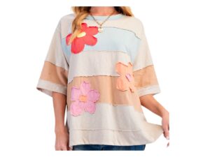 EASEL FLOWER PATCH COTTON SLUB TUNIC