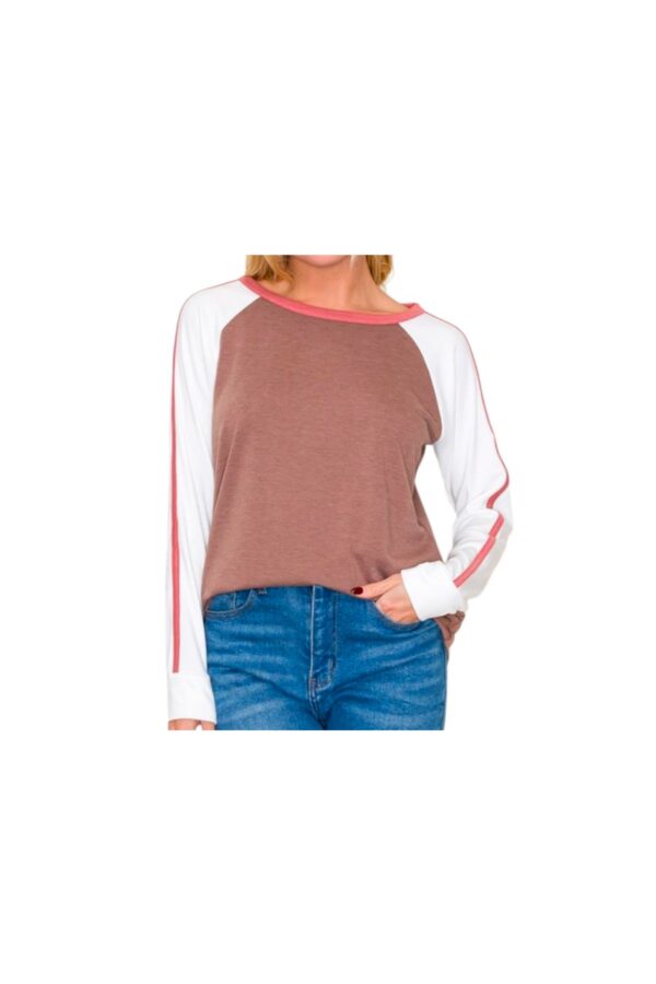 STACCATO RAGLAN SLEEVE COLOR BLOCK TOP