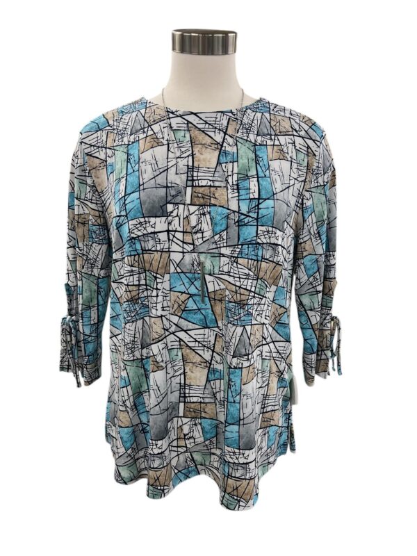 SOUTHERN LADY 3/4 SLEEVE BROKEN GLASS PRINT TOP - Image 5