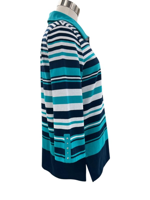 SOUTHERN LADY ZIP NECK ENGINEERED STRIPE TOP - Image 2