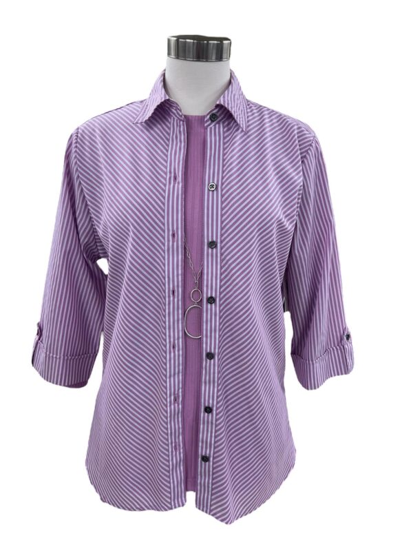 SOUTHERN LADY 3/4 SLEEVE CHEVRON STRIPE BLOUSE - Image 3
