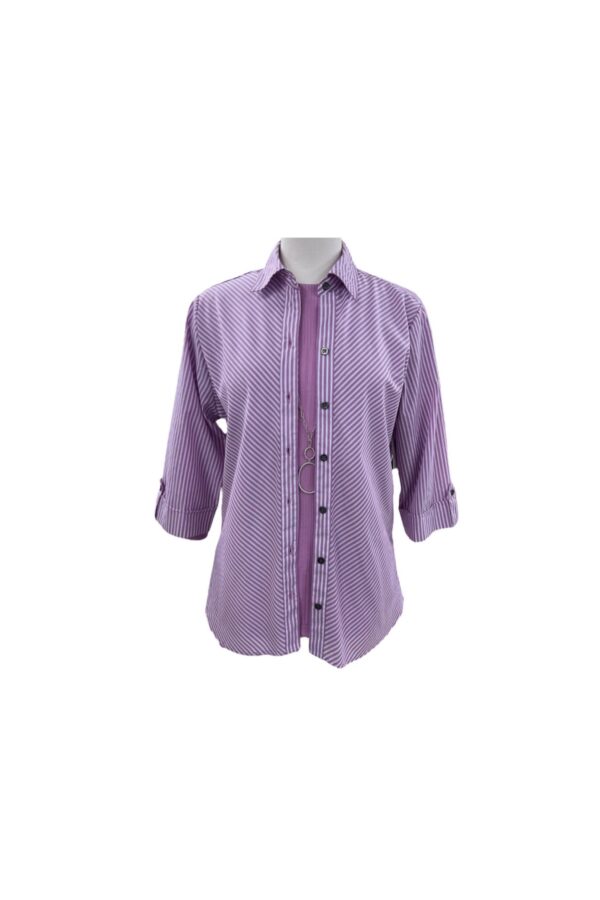 SOUTHERN LADY 3/4 SLEEVE CHEVRON STRIPE BLOUSE