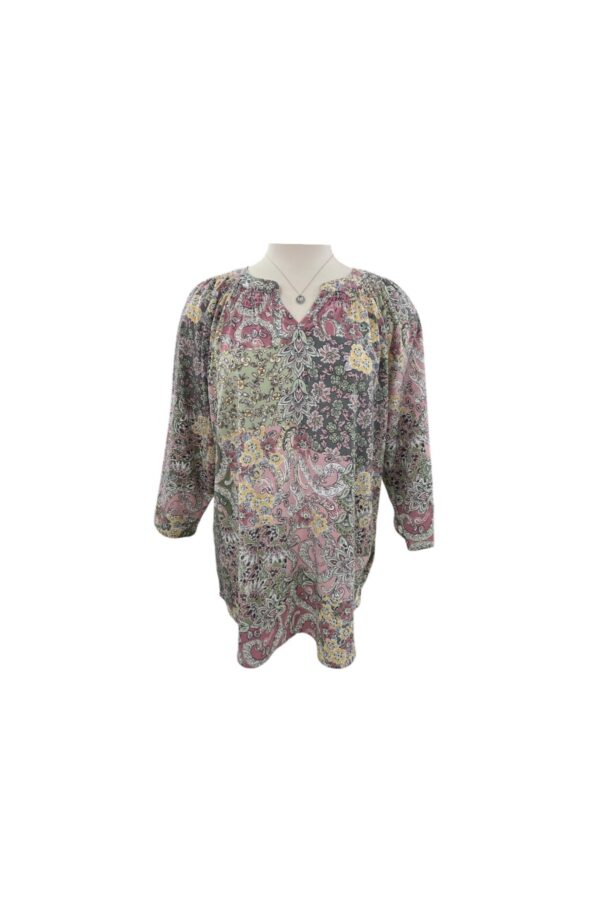 SOUTHERN LADY NOTCH NECK PAISLEY PRINT TOP